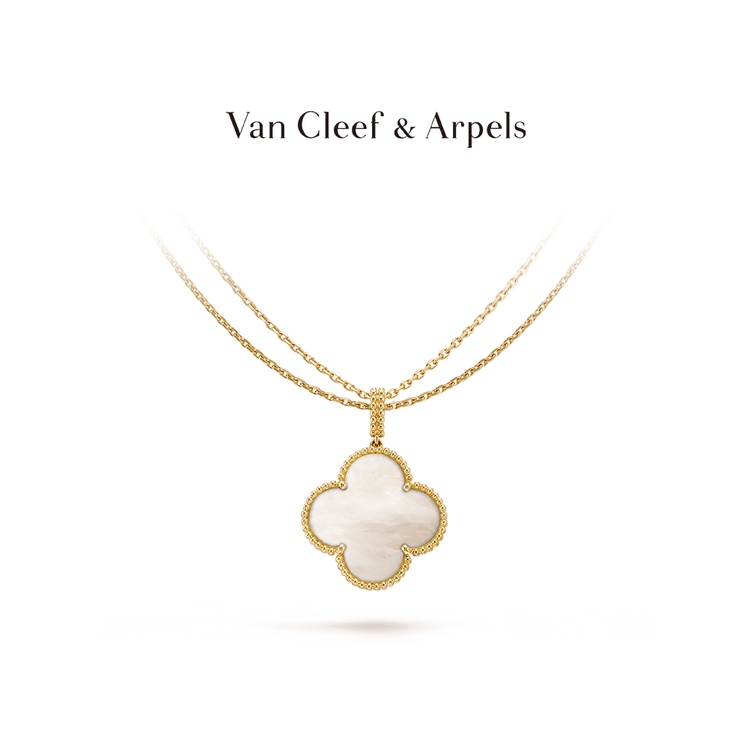 Dây Chuyền VCA Van Cleef & Arpels Alhambra Bốn Lá May Mắn Màu Vàng K Gold Mother-Pearl