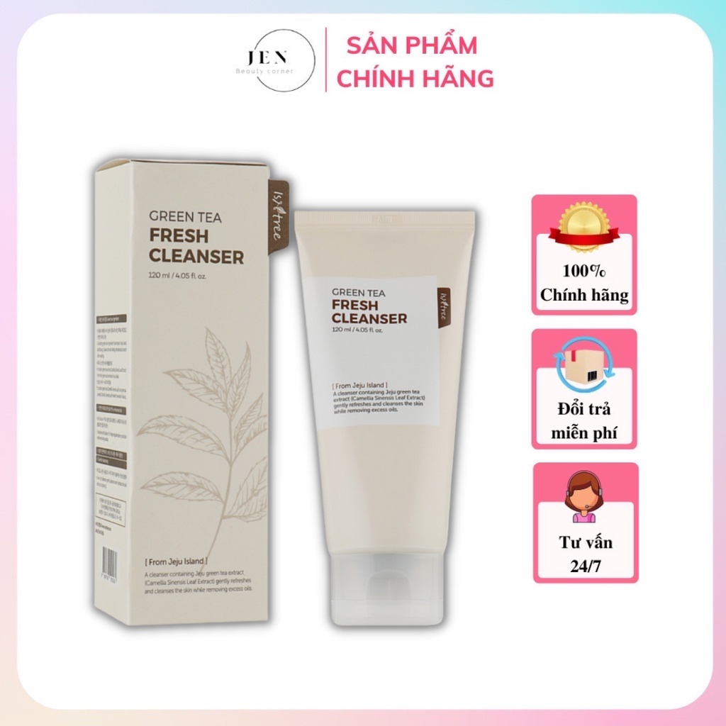 Sữa rửa mặt trà xanh thải độc, kiểm soát dầu Isntree Green Tea Fresh Cleanser 120ml