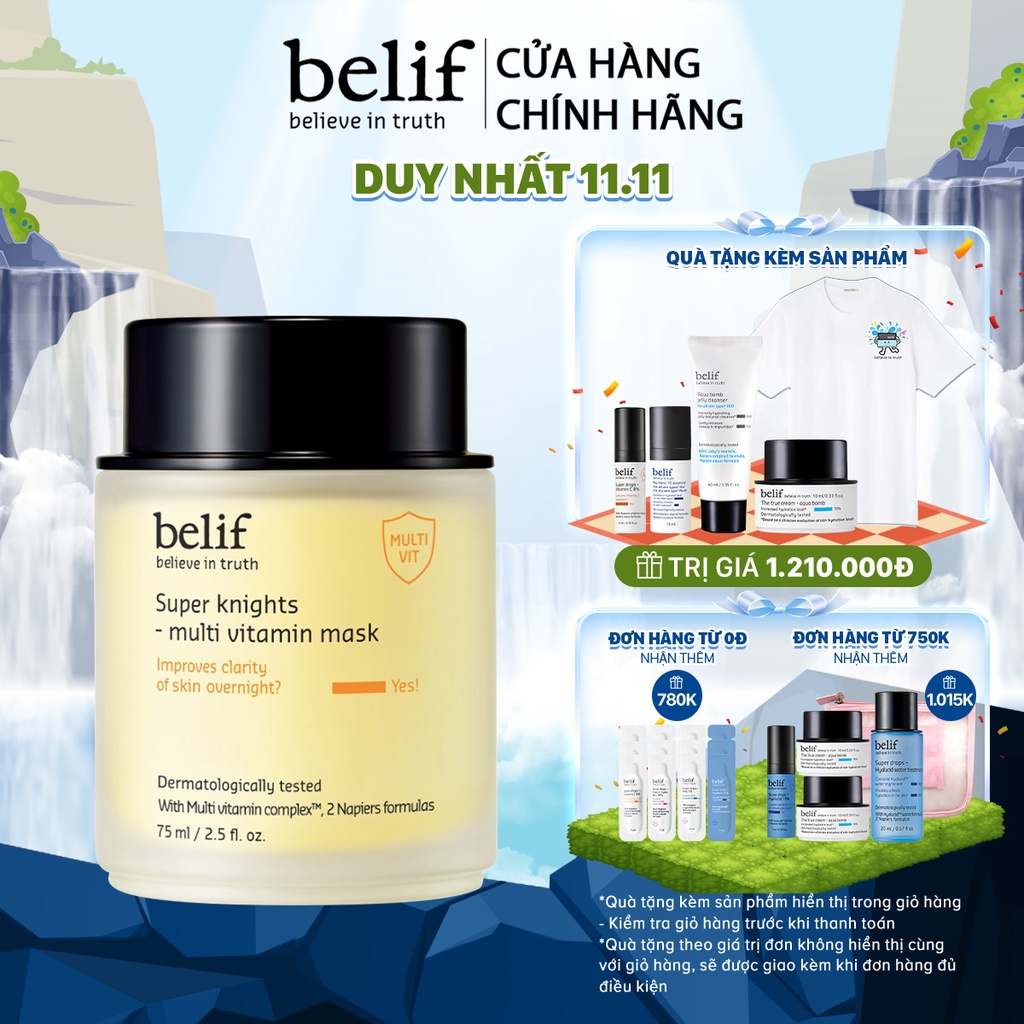 Mặt nạ ngủ dưỡng ẩm và phục hồi da chuyên sâu belif Multi Vitamin Mask 75ml