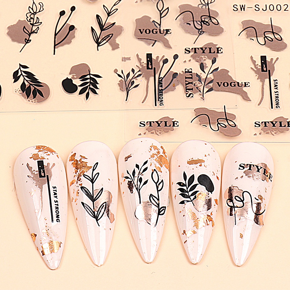 Nhãn Dán Trang Trí Móng Tay 3D Màu Vàng Đen Hình Rắn Độc Đáo