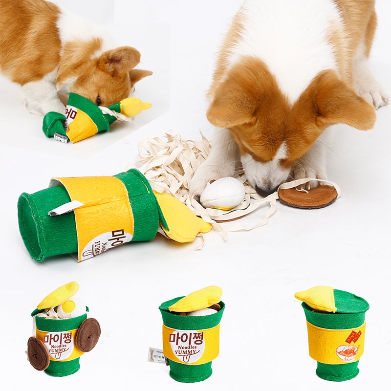 HamshMoc Đồ Chơi Nhai Gặm Tương Tác Bằng Vải Bông Mềm Mại Hình Tô Thức Ăn Dành Cho Cún Cưng IQ 4