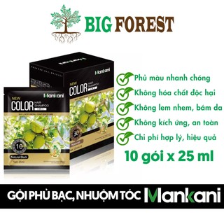 [Hộp 10 Gói ] Dầu gội Phủ Bạc thảo dược, nhuộm màu tóc tự nhiên,Mankani [Chính Hãng]