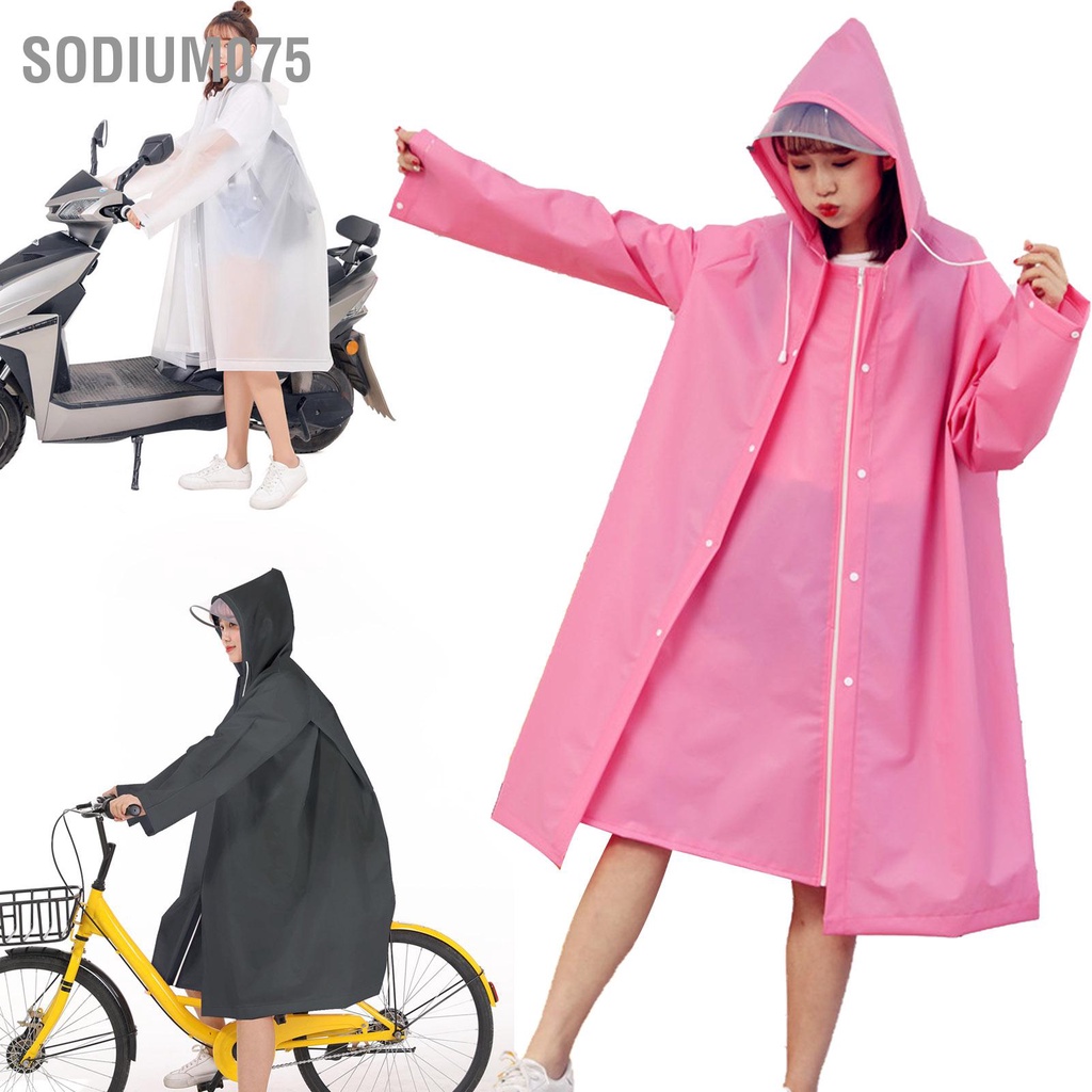 Sodium075 Áo mưa dành cho người lớn có mũ trùm đầu EVA xe đạp ngoài trời nam giới và phụ nữ
