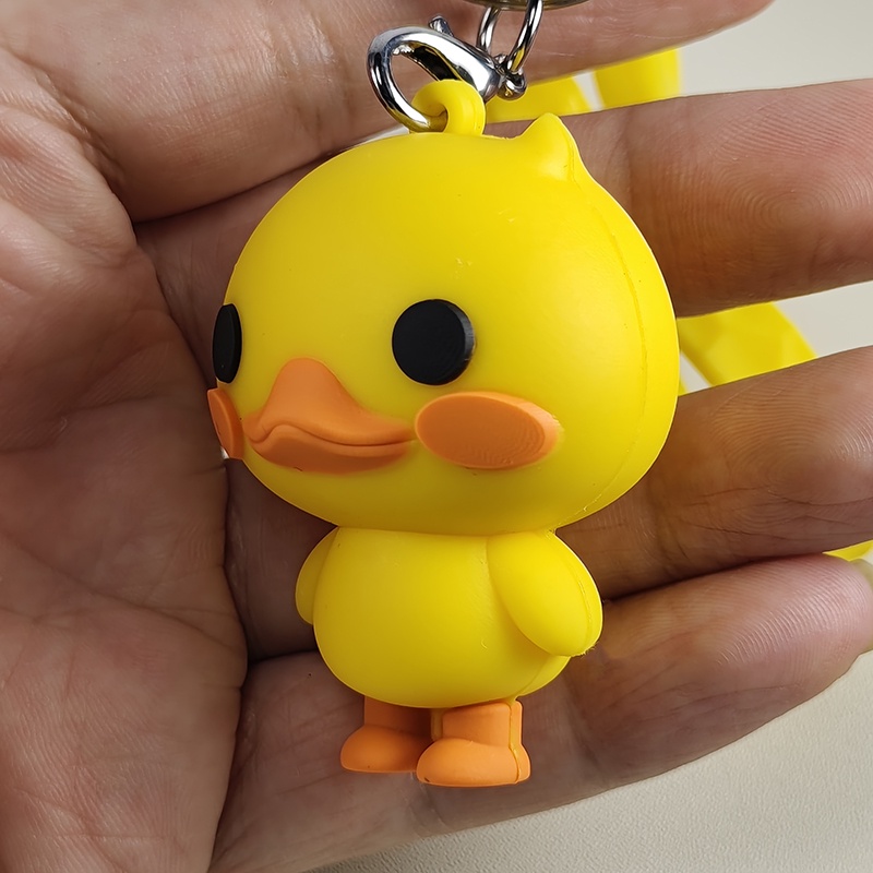 Móc Khóa Hình Chú Vịt Vàng Đội Mũ Bảo Hiểm Dễ Thương