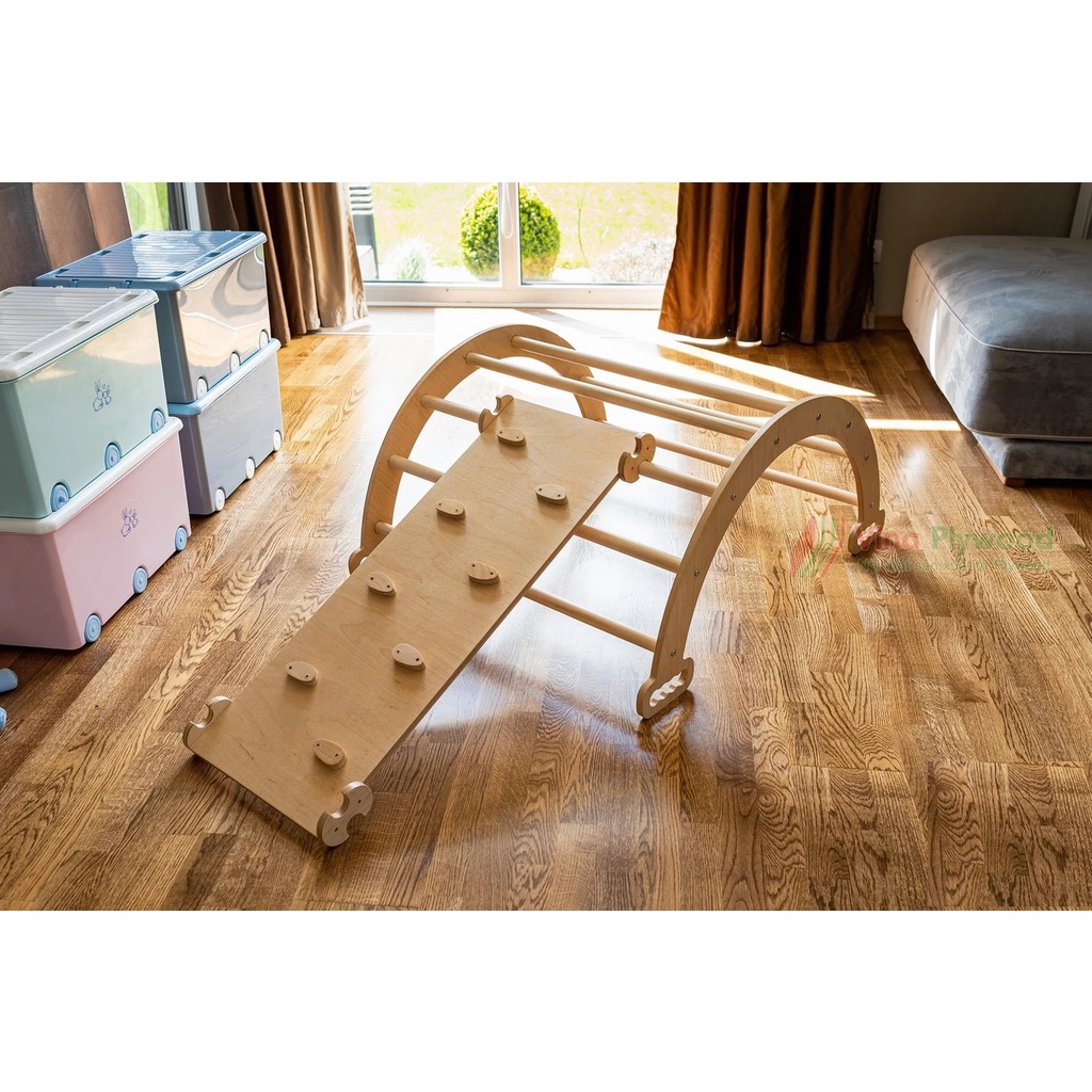 Bộ thang vân động montessori 5 chi tiết, sản xuất bằng plywood phủ melamin an toàn vơi trẻ em