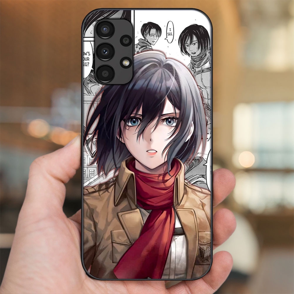 Ốp lưng Samsung A53, A72, A73 viền đen in hình Mikasa Ackerman Attack On Titan