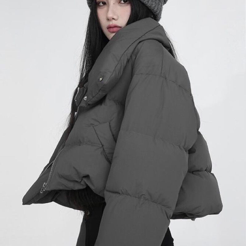 (Sẵn) Áo khoác phao béo đệm dày dáng lửng croptop phong cách đường phố | BigBuy360 - bigbuy360.vn