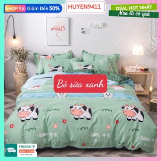 [HCM]Bộ Ga Gối 3 Món 1mx2m cotton poly,sẵn hàng,có chọn mẫu[BÒ SỮA XANH]