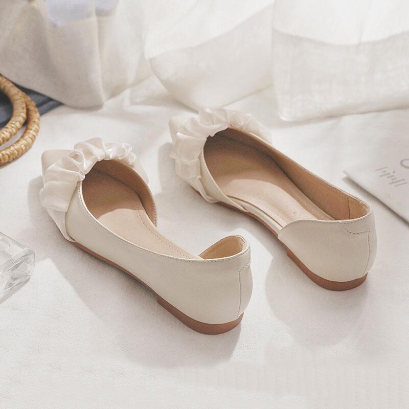 Giày Búp Bê Mũi Nhọn Đế Bằng Thiết Kế Đơn Giản Thời Trang Xuân Hè Hàng Mới 2022