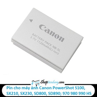 Pin cho máy ảnh canon powershot s100 sx210 sx230 sd800 sd890 970 is 980 990 hs, nb-5l