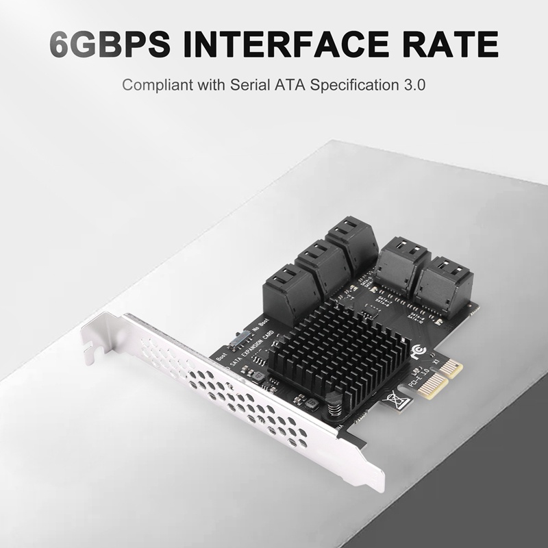Card Mở Rộng 10 Cổng SATA 3.0 Sang PCIe X1 SATA 3 6G Kèm Tản Nhiệt Cho Windows