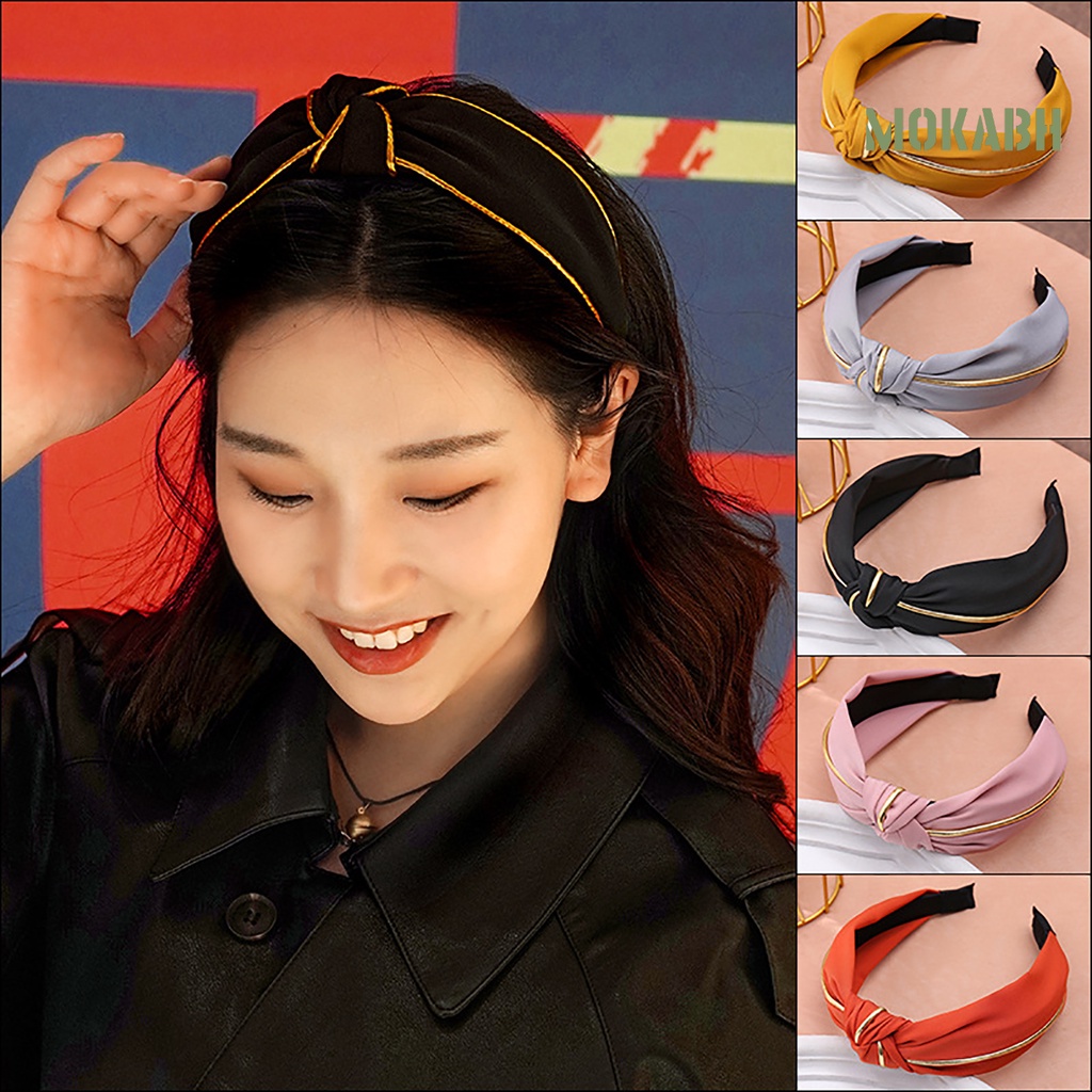 Băng Đô Cài Tóc Bản Rộng Thiết Kế Thắt Nút Đơn Giản Cho Nữ