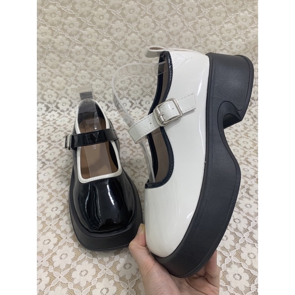 Giàyoxford nữ dáng lolita đốc thời trang da bóng đế xuồng 5 cm quai cài Mixu