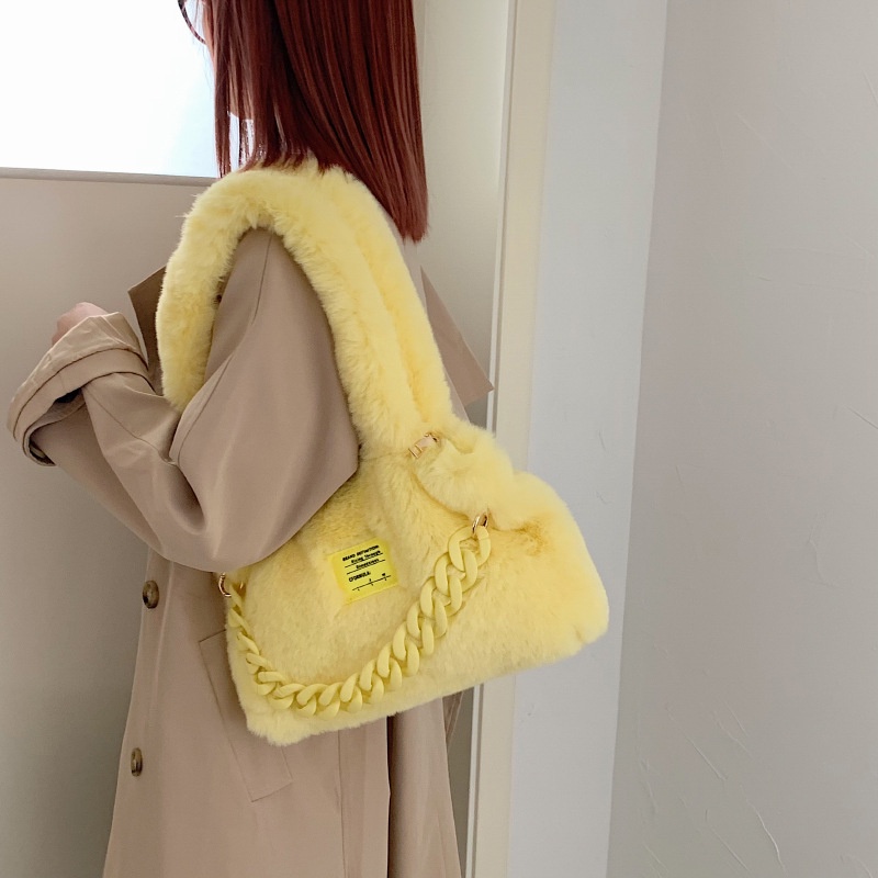 Túi Xách Đeo Vai Phủ Bông Phối Dây Xích Thời Trang Nữ Mới 2022