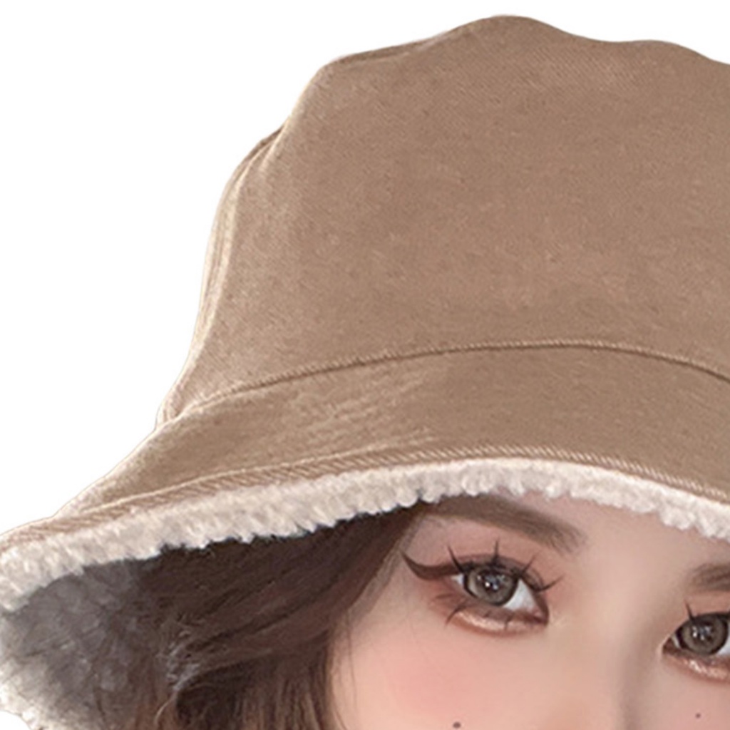Mũ Bucket Chất Liệu Cashmere Giả Lông Thời Trang Cho Nữ