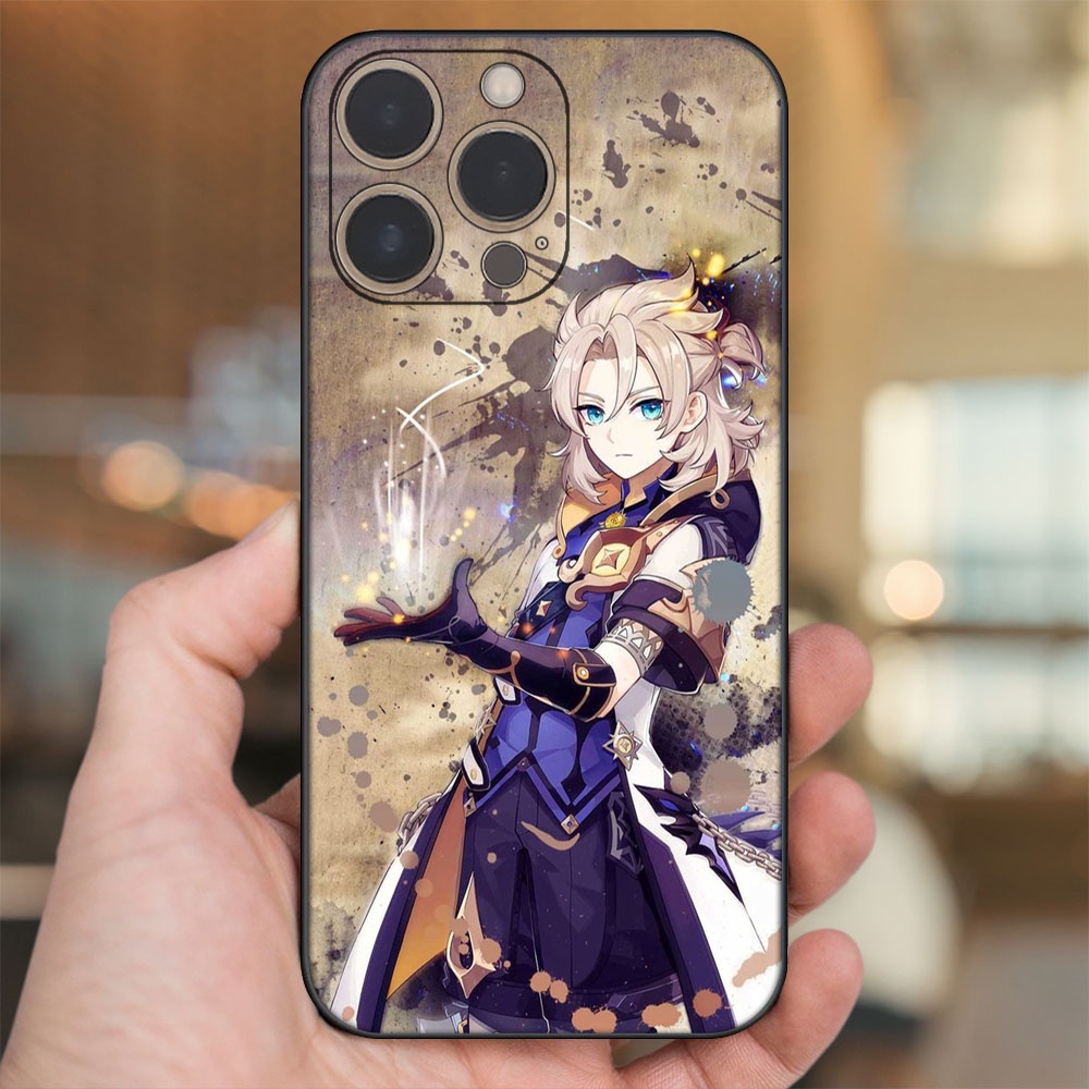 Ốp lưng iPhone 14 Pro dẻo đen cạnh vuông in hình Albedo Genshin Impact