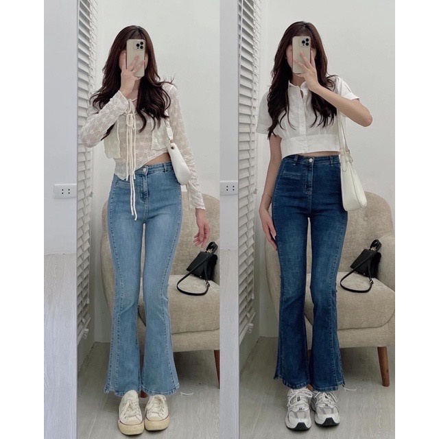 Quần jeans ống loe cao cấp loại 1 hàng quảng châu. Quần jean ống đứng loe hách dáng