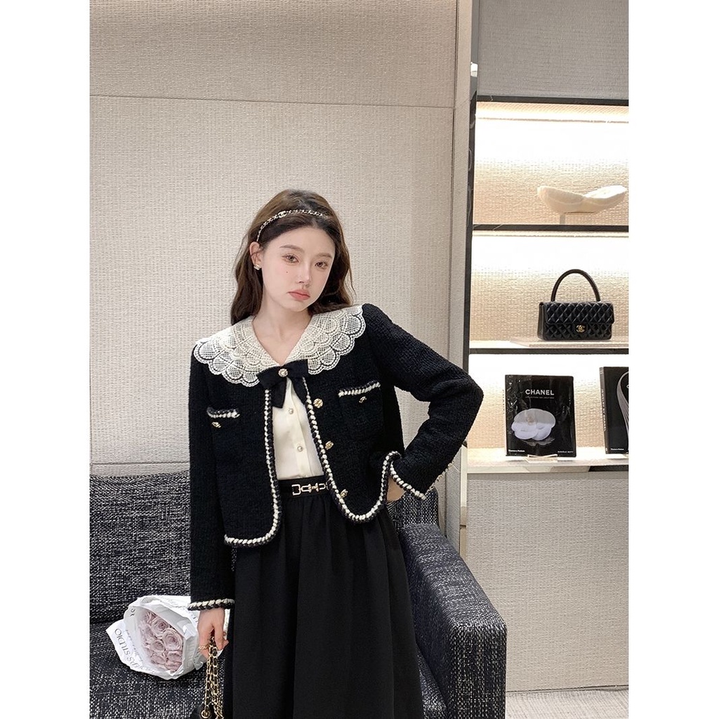 Áo Khoác Dáng Ngắn Phong Cách Pháp Thời Trang Xuân Thu Cao Cấp Cho Nữ