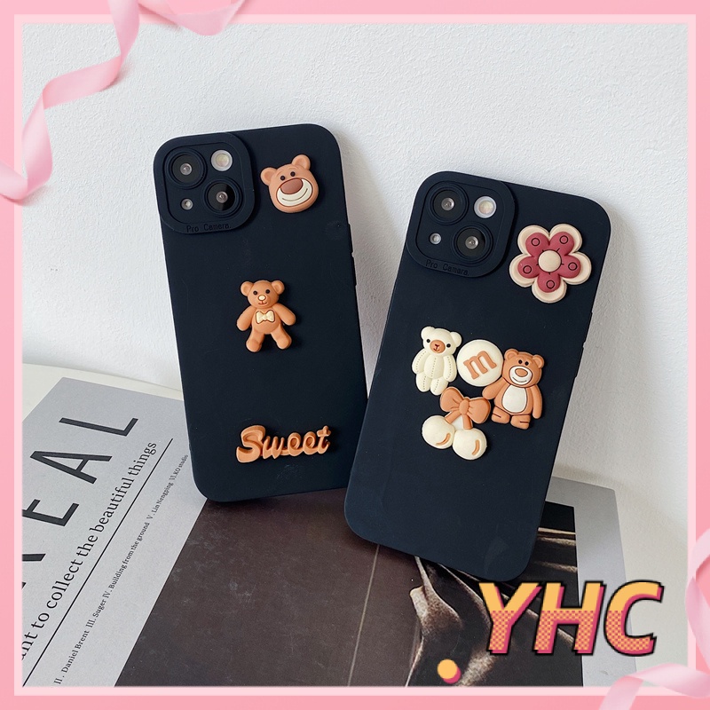 ốp iphone Họa Tiết Hoa Và Gấu Đáng Yêu Cho Iphone6 6splus 7 7plus 8 8plus XR X XS 11 12 Pro max Plus Promax max-062