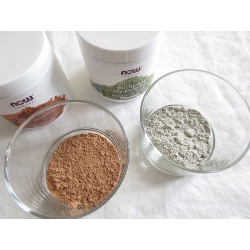 Red Clay Powder - Green European Clay Mask Powder -  Bột Đất Sét Đỏ & Xanh detox da - Now Foods (Mỹ)