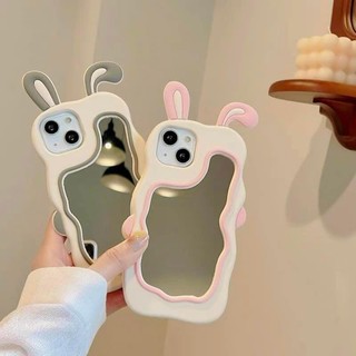 Ốp Su mềm Gương soi tai thỏ hồng, xám Iphone 6/7/8/Plus/X/Xs/XsMax/11/12/13/14/Pro/Pro Max/Plus/Prm/Max/ProMax