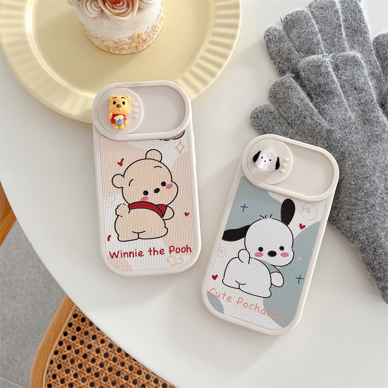 DISNEY Ốp Điện Thoại TPU Silicon Mềm Hình Cún Winnie Hoạt Hình 3D Cho iPhone 14 12 11 13 Pro Max 14 Plus