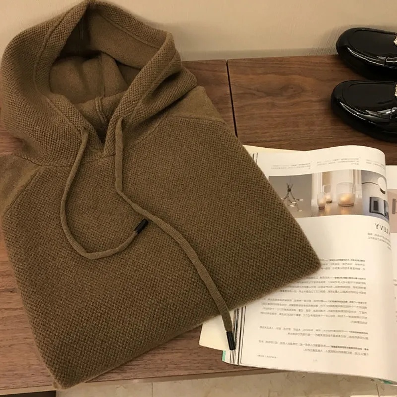 Áo Hoodie Dệt Kim Dày Dặn Dáng Rộng Phong Cách Hàn Quốc Thời Trang Thu Đông Mới Cho Nam