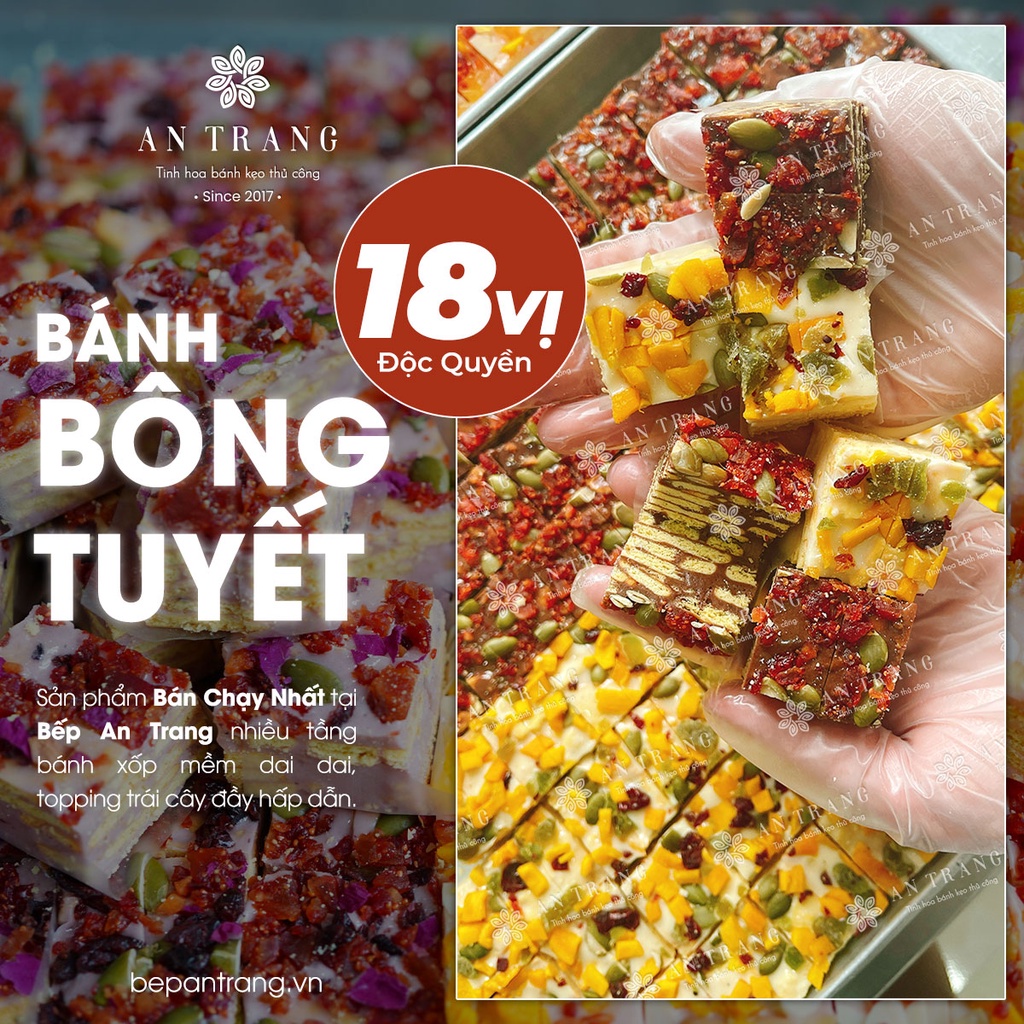 Bánh Bông Tuyết : Tiệc Trà Trái Cây xốp mềm dai dai độc lạ | Làm từ Hoa thơm Quả Ngọt