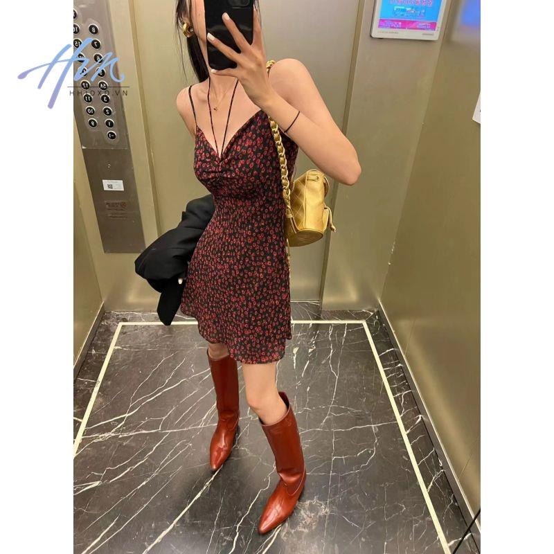 Đầm Hoa Ngắn Hai Dây Dáng Dài Thời Trang Mùa Hè 2022 Mới Cho Nữ