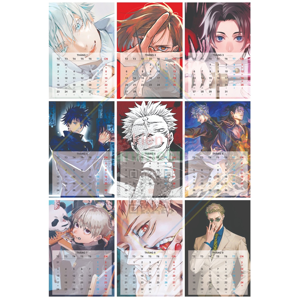 bộ lịch anime  2023 tổnghợp ( bộ 13 tấm khô a6 )