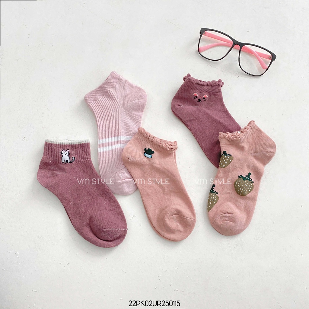 Vớ ngẫu nhiên nhiều màu VMSTYLE , hình họa tiết dễ thương Vintage VOU00001