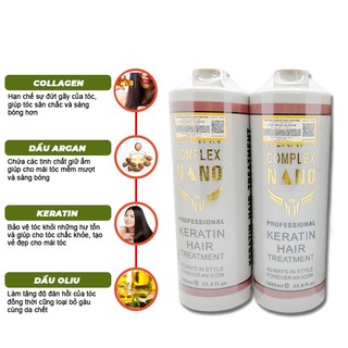 Phục hồi hấp tóc keratin nano complex chuẩn thơm cafe 1000ml phục hồi tóc nát trẻ ngọn hư tổn nặng