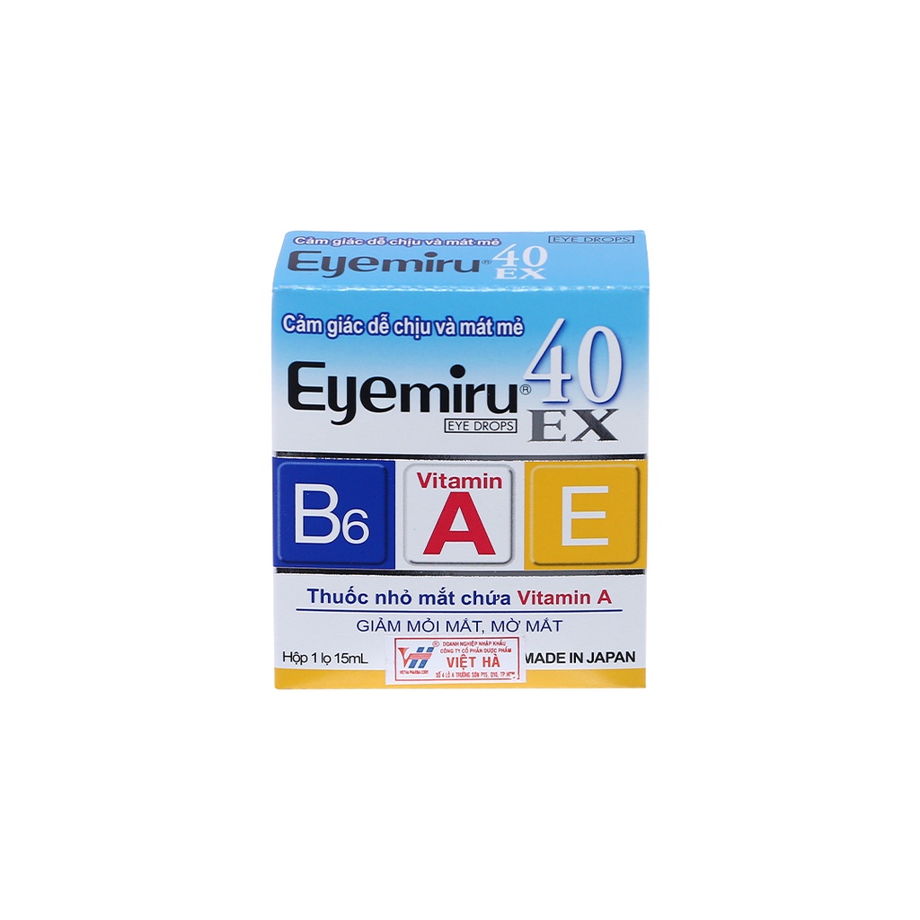 Nước Nhỏ Mắt Eyemiru 40EX  Bổ Sung Vitamin A,E,B6 Cho Mắt, Giảm Mỏi Mắt, Mờ Mắt.