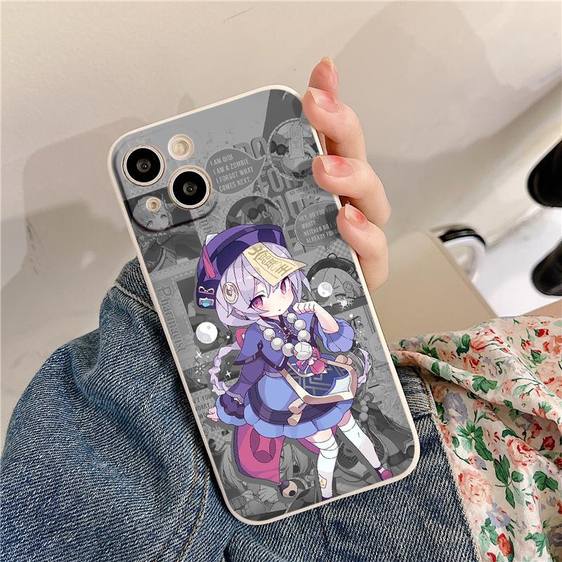 Ốp iphone cạnh vuông Qiqi Genshin Impact ốp chống sốc 6/6splus/7/7plus/8/8plus/x/xr/xs/11/12/13/14/pro/max/plus/promax