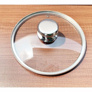 Vung nồi, chảo kính cường lực dầy 4mm bo viền bằng inox, núm tay cầm inox hoặc nhựa