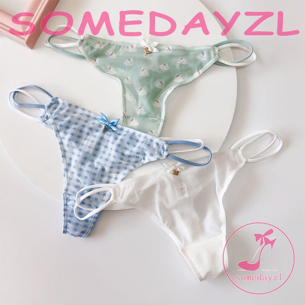 Quần Lót Lưới Mềm Mại Lưng Thấp In Họa Tiết Thỏ / Gấu Dễ Thương Cho Nữ
