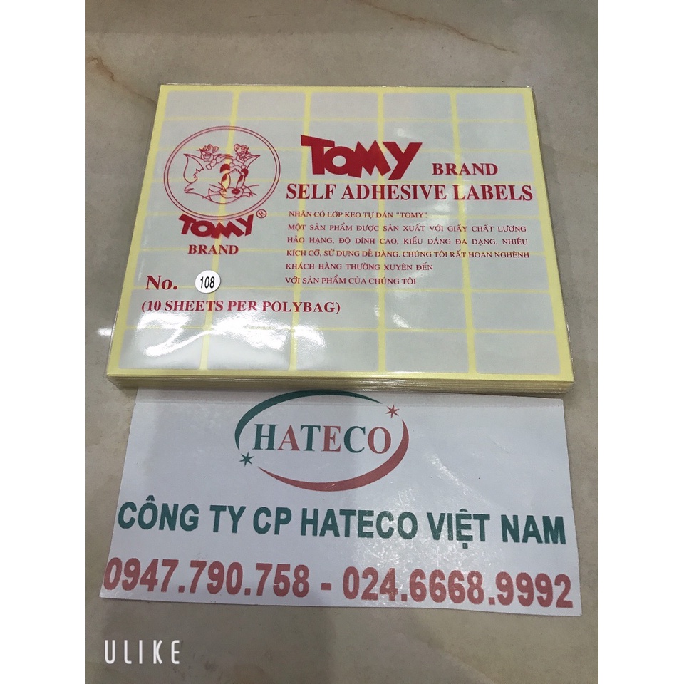 Giấy decal in mã vạch Tomy A5 108
