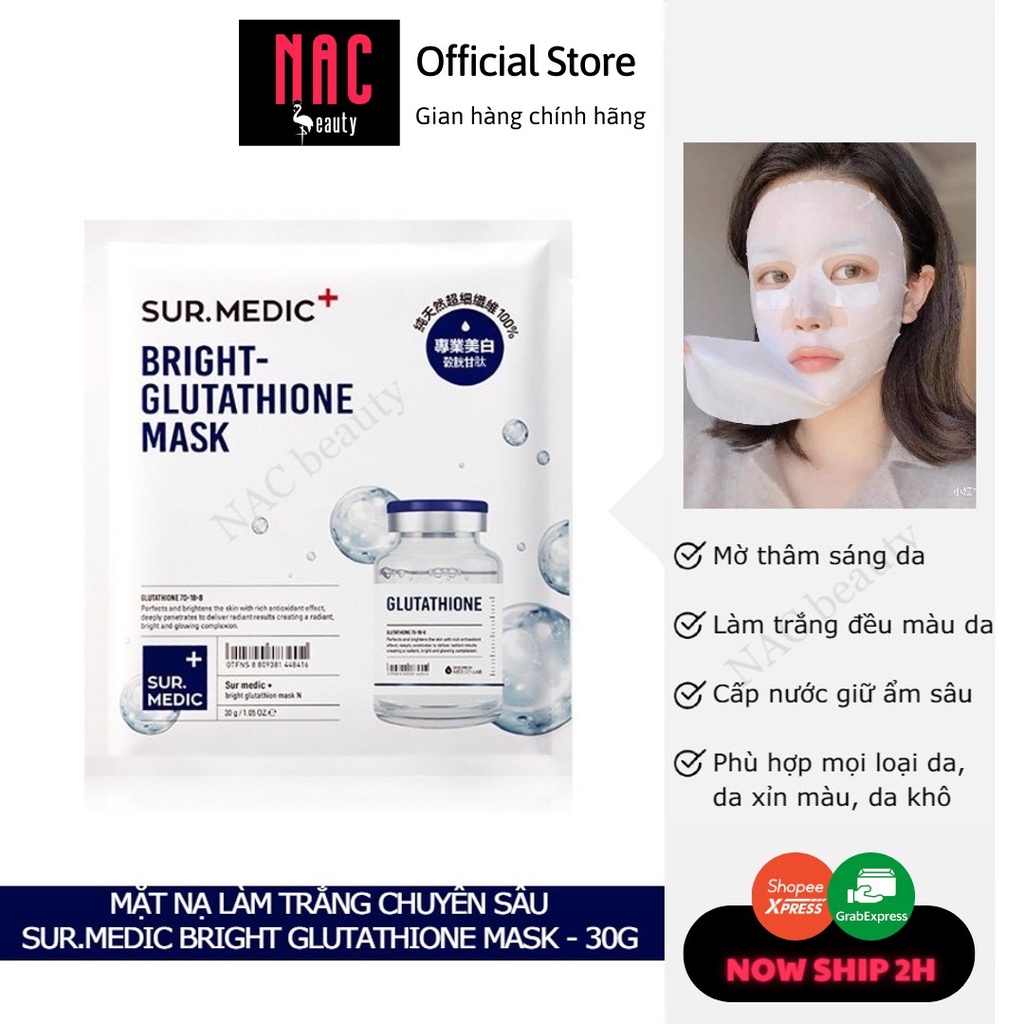 Mặt Nạ Dưỡng Trắng SURMEDIC Bright Glutathione Mask ( Lẻ 1 Miếng )