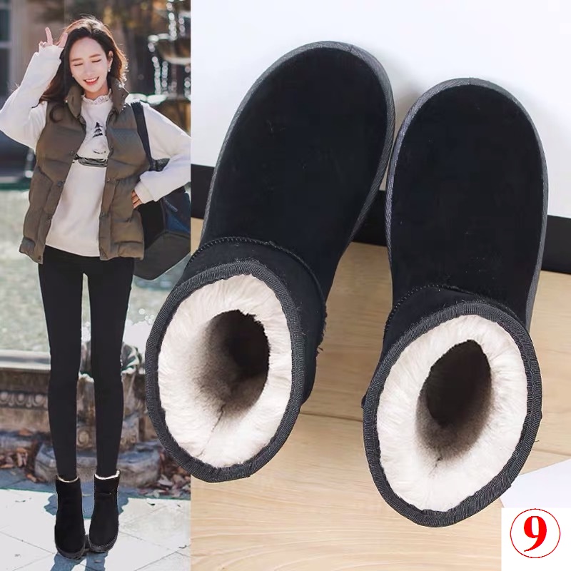 Giày Boot Đi Tuyết Lót Lông Cừu Dày Dặn Giữ Ấm Mùa Thu Đông Phong Cách Hàn Quốc Mới 2020 Cho Nữ