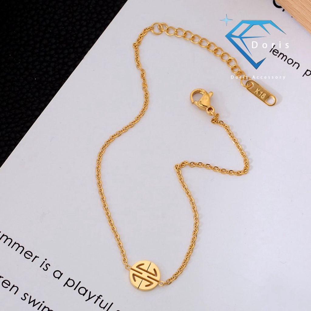 Lắc chân nữ Doris titan đồng tiền dây mảnh Gold / Silver / Rose Gold O1-312A