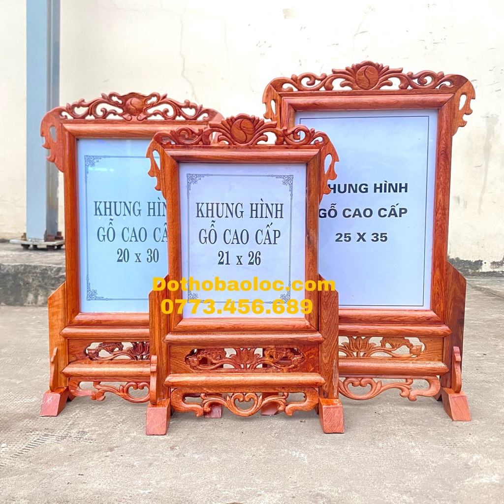 Khung ảnh, khung hình gia tiên gỗ hương 100% 3 cỡ