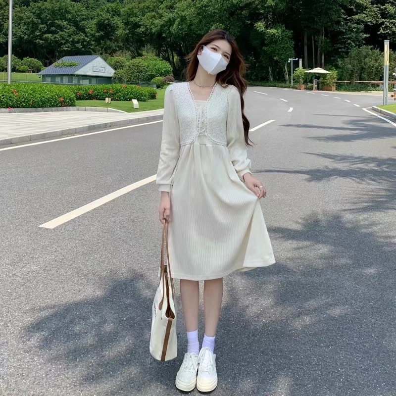 Váy nhung tăm nữ tính dài maxi gile ngắn phong cách Hàn