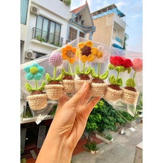 Chậu hoa len handmade mini