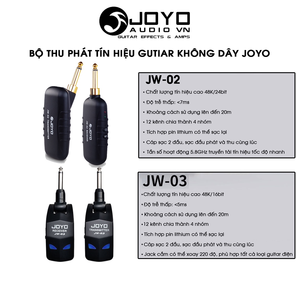 JOYO WIRELESS SYSTEM JW-SERIES - Bộ Thu Phát Tín Hiệu Guitar Không Dây Joyo JW-02 , JW-03