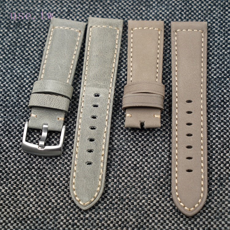 Dây Đeo Đồng Hồ Bằng Da Bò Màu Xám Nhám Khóa Chốt 22mm Thay Thế Cho Langqin Omega Tissot IW DW