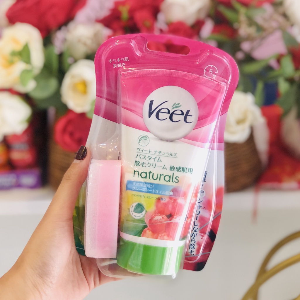 Kem Tẩy Lông Veet Nhật Bản 150G Naturals Bơ Nho Tẩy Lông Nách, Tay, Chân Cao Cấp