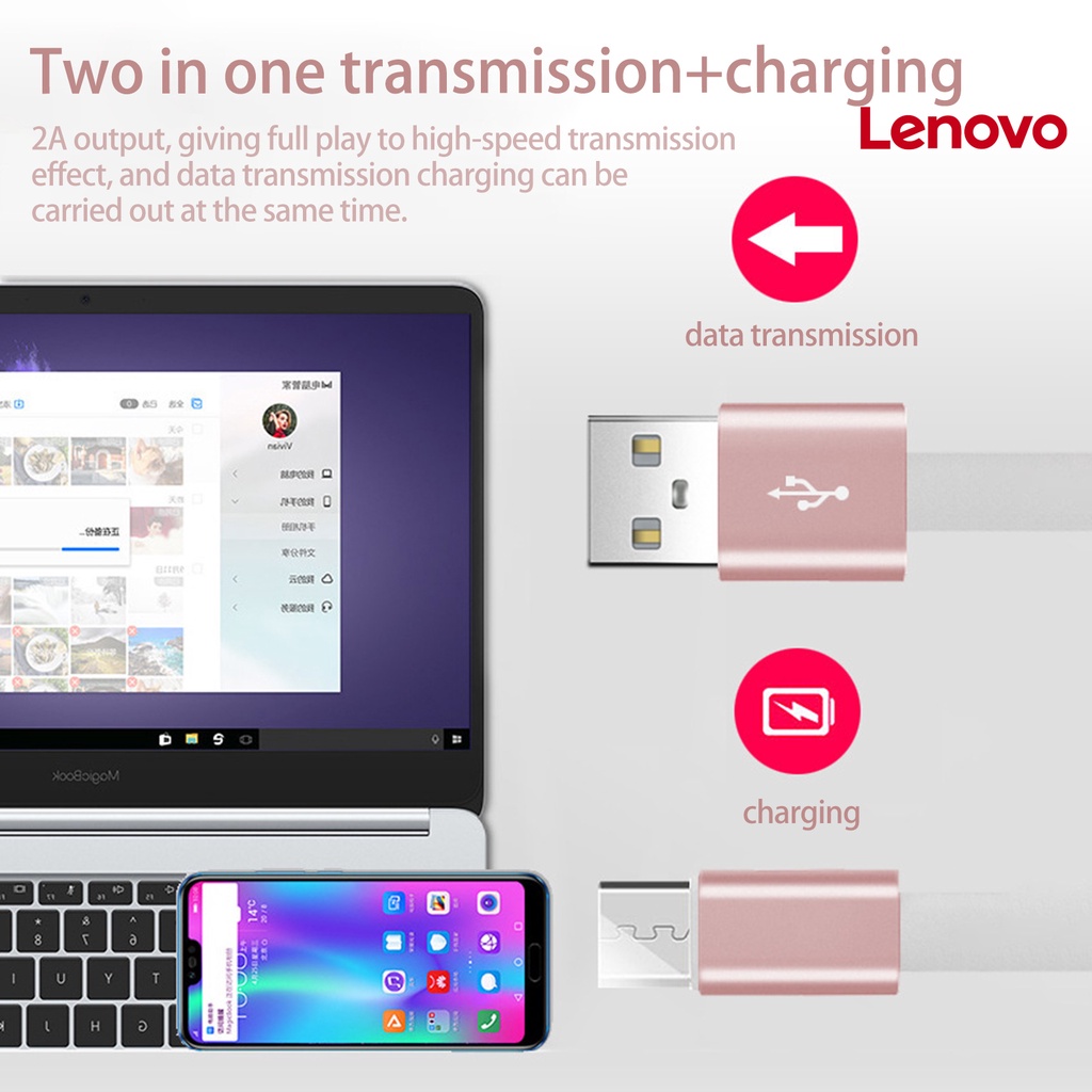 Dây cáp sạc truyền dữ liệu LENOVO USB 2A thích hợp cho Android