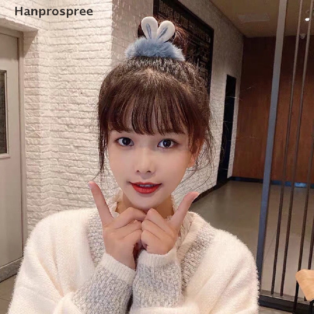 Dây Buộc Tóc Co Giãn Hình Tai Thỏ Màu Kẹo Dễ Thương