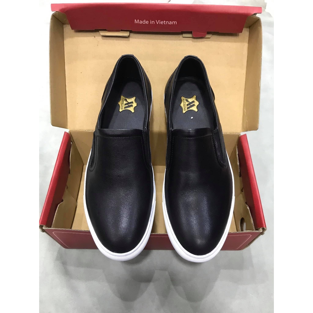 Mẫu Slip On Da Bò THật 100% - Full box hộp phụ kiện đầy đủ