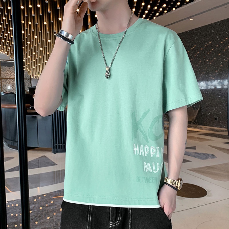 Áo Thun Tay Ngắn Dáng Rộng Vải Lụa Mát Thời Trang Hè Trẻ Trung Cho Nam